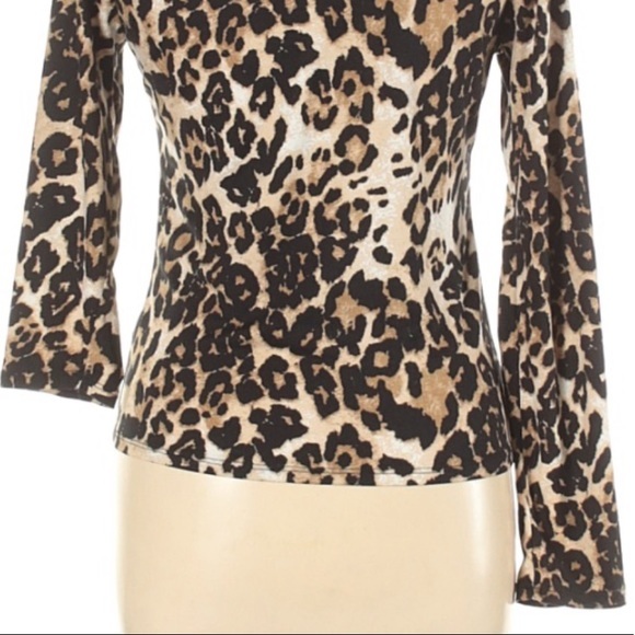 Gaze L tan animal print asymmetrical stretch top - Picture 8 of 12